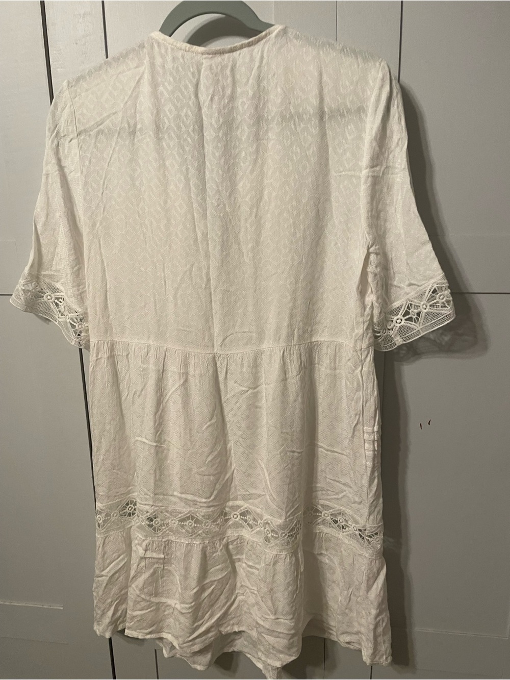 Knox Rose White Lace-Trim Tiered Mini Dress - Picture 6 of 14
